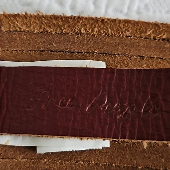 FREE PEOPLE Brown leather boho belt with Silvertone hardware - Picture 3 of 8